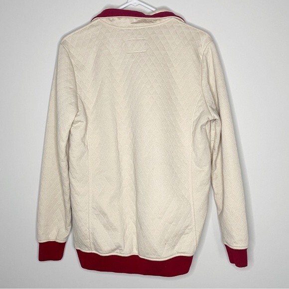 Simply Southern Cream Red Quilted 1/4 Snap Pullover Sweatshirt Size Medium - Picture 5 of 9